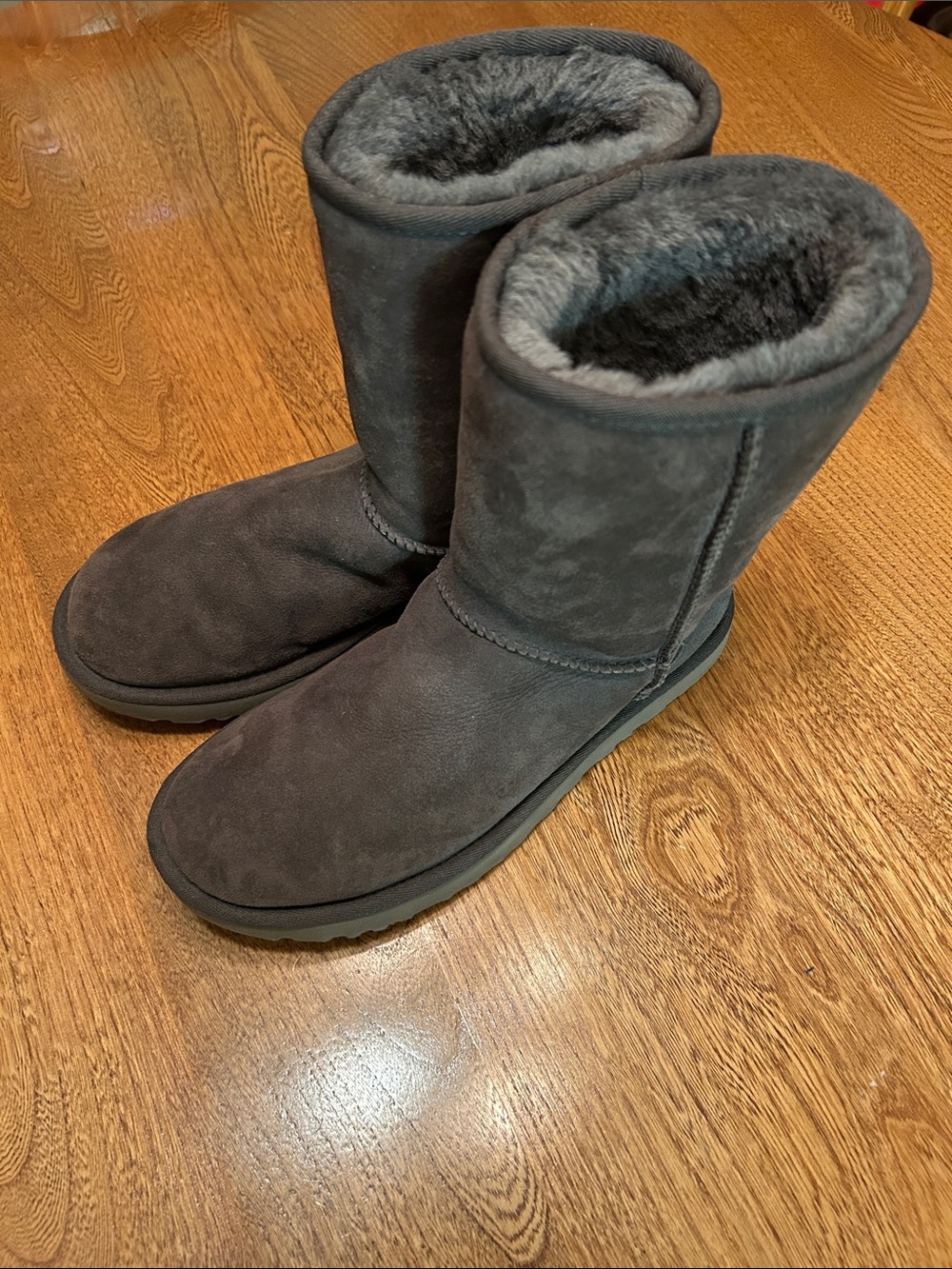 UGG Charcoal Suede Shearling Boots Size 8